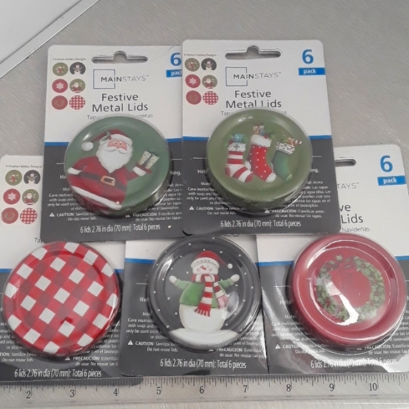 Mainstays Other - Mainstays Christmas Canning Jar Lids...set of 5 different styles